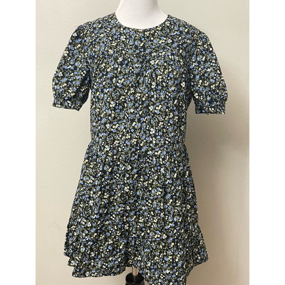 Hyacinth House Blue Black Floral Quinn Dress XS